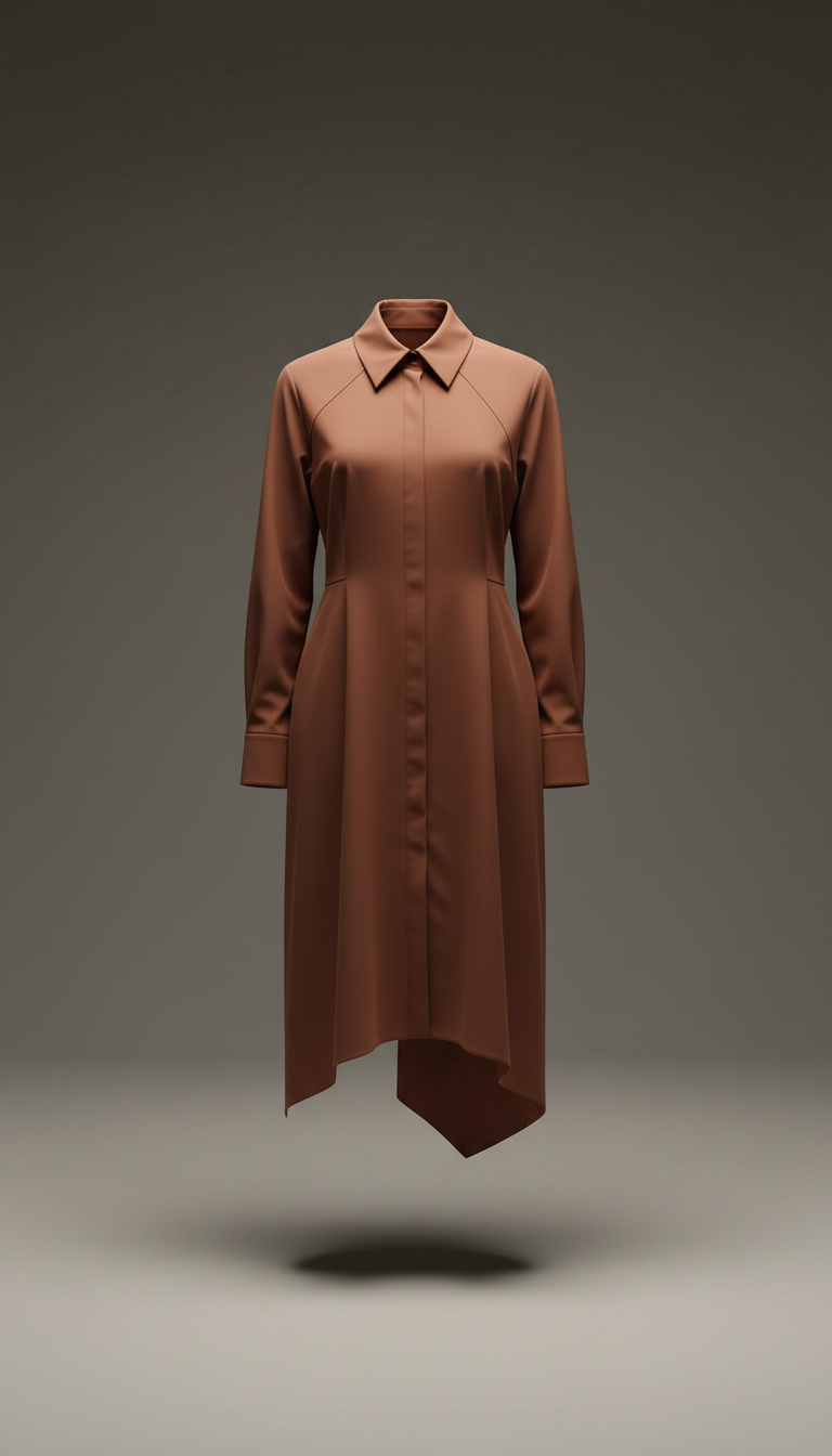 Burnt Sienna Architectural Shirt Dress