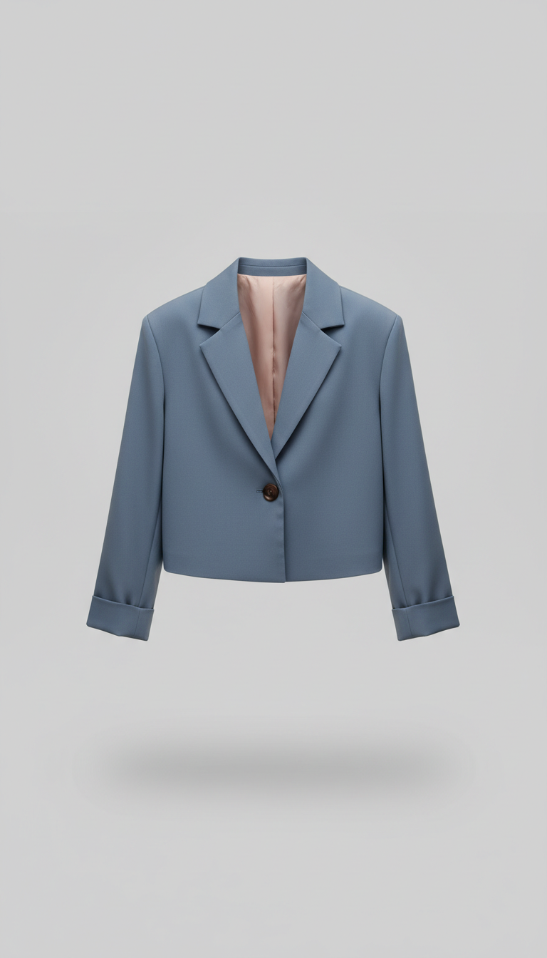 Steel Blue Cropped Blazer